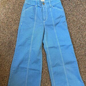 Anthropologie Colette Crop Wide-leg Pants Maeve Contrast Stitch NWOT